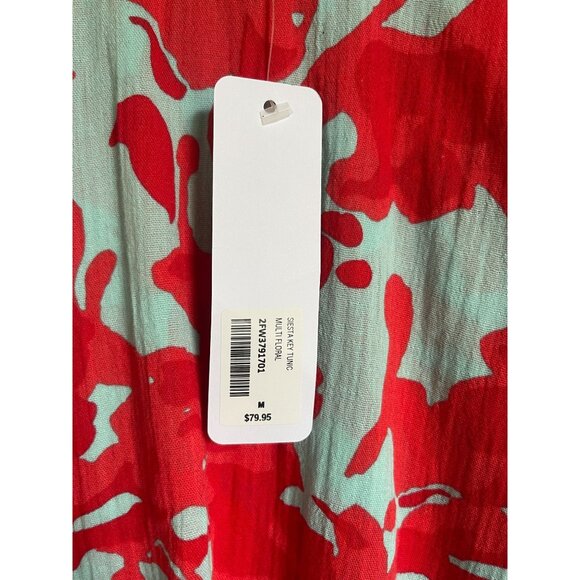 New! Soft Surroundings Siesta Key Tunic Multifloral Teal Coral $79.95 Medium 100 - Picture 4 of 8